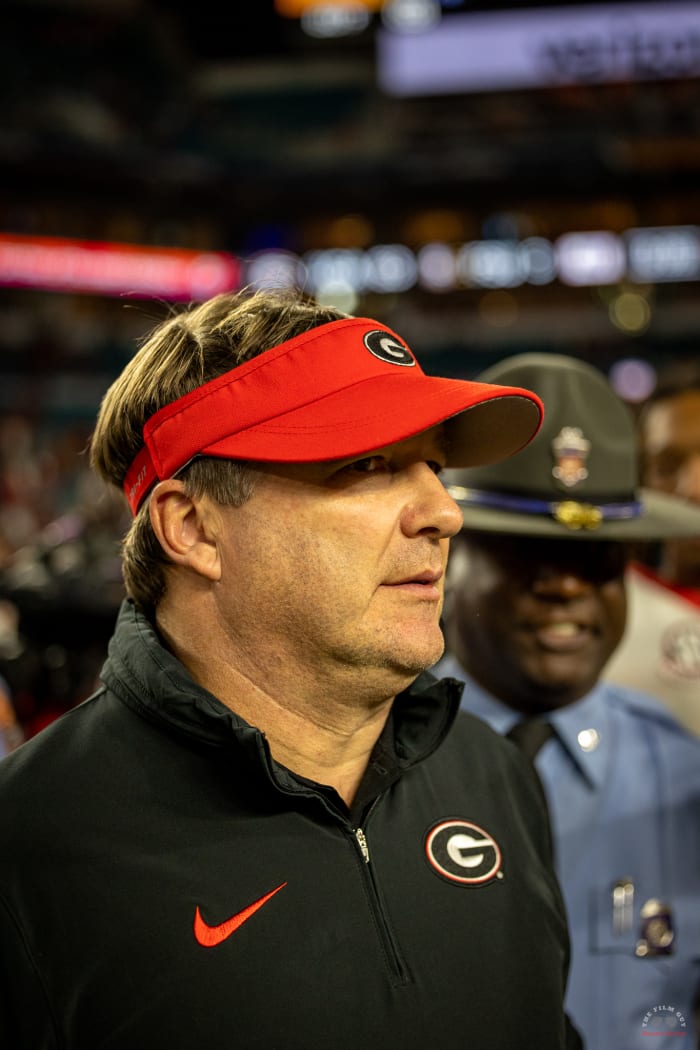 Georgia head coach Kirby Smart following the 63-3 win over Florida State in the Orange Bowl | Photo - Brooks Austin
